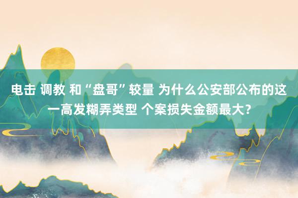 电击 调教 和“盘哥”较量 为什么公安部公布的这一高发糊弄类型 个案损失金额最大？
