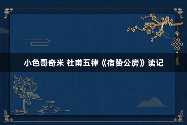 小色哥奇米 杜甫五律《宿赞公房》读记