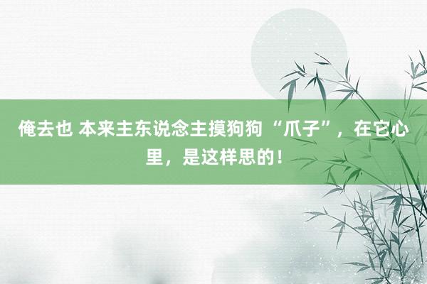 俺去也 本来主东说念主摸狗狗 “爪子”，在它心里，是这样思的！