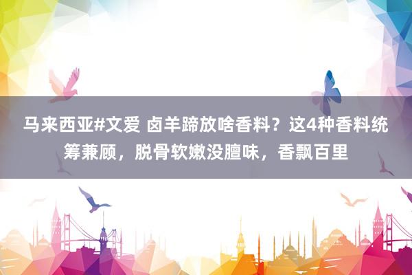 马来西亚#文爱 卤羊蹄放啥香料？这4种香料统筹兼顾，脱骨软嫩没膻味，香飘百里