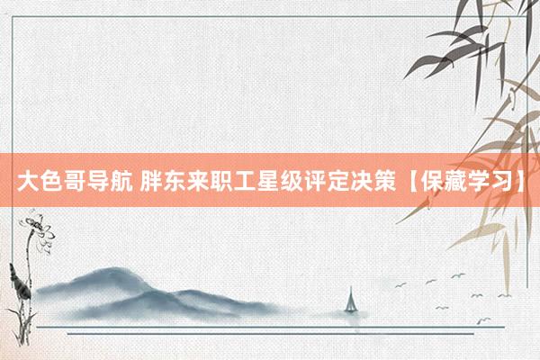 大色哥导航 胖东来职工星级评定决策【保藏学习】
