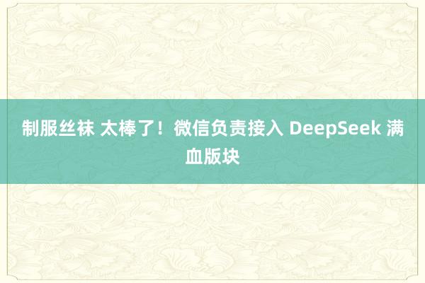制服丝袜 太棒了！微信负责接入 DeepSeek 满血版块
