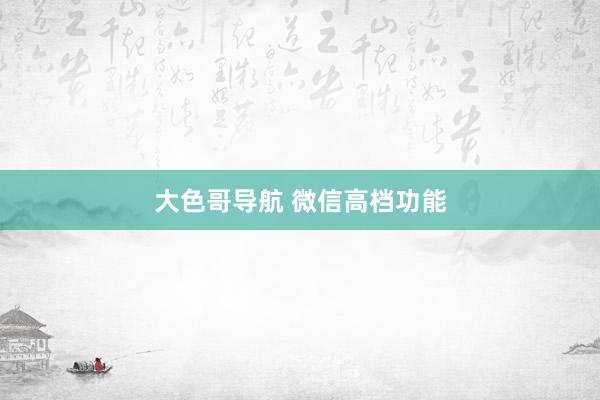 大色哥导航 微信高档功能